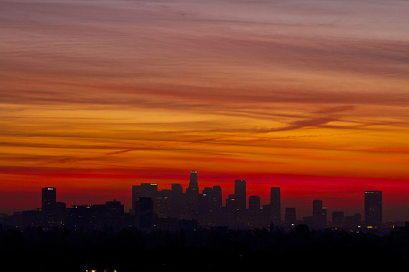 "Los Angeles", LA, dawn, sunrise, city, nature, downtown, "Colored Sky", Color, Sky