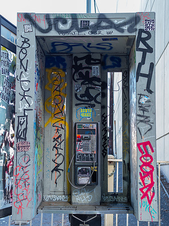 Graffitied Public Phone Booth, 2019